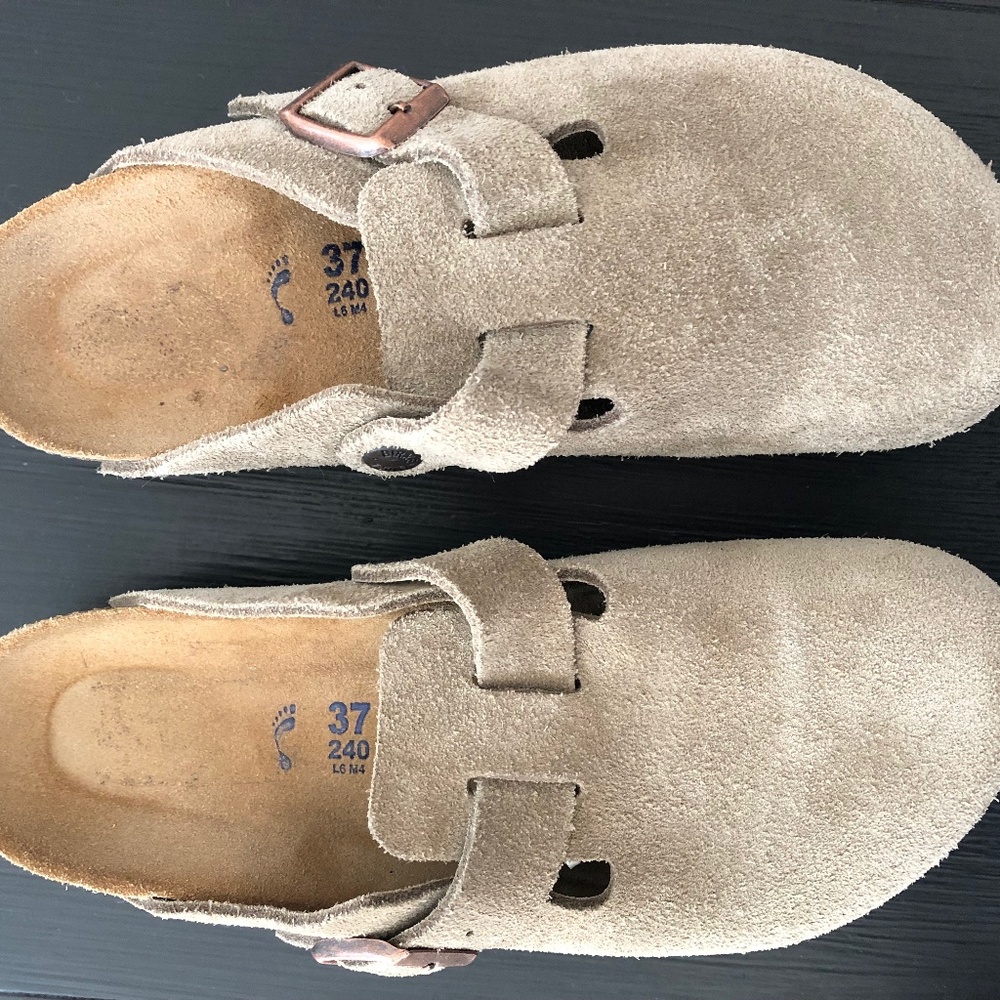 - Boston Suede Leather Birkenstock Size 37 Taupe